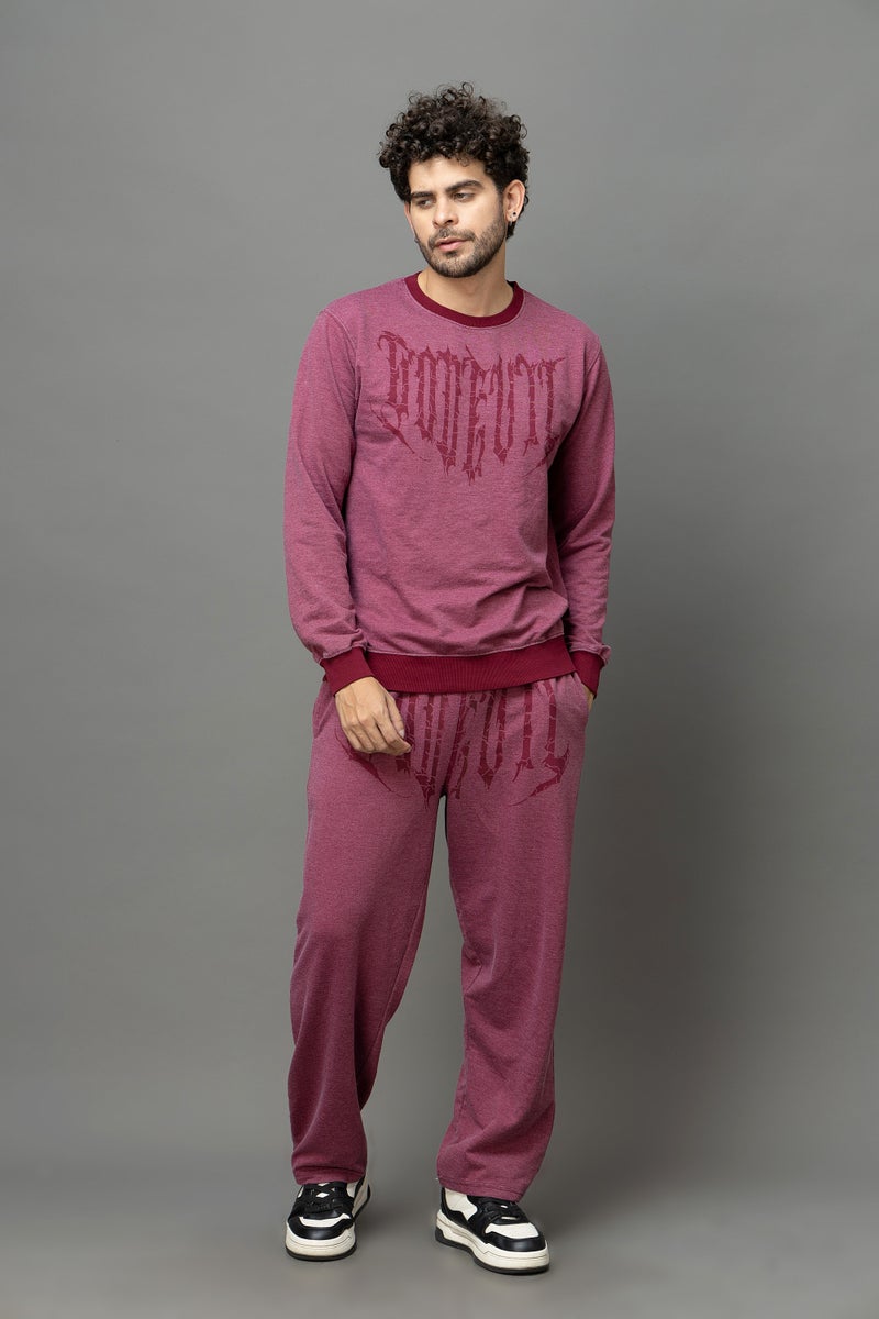 GO DEVIL Burgundy Printed Sweatshirt For Men - Image 4